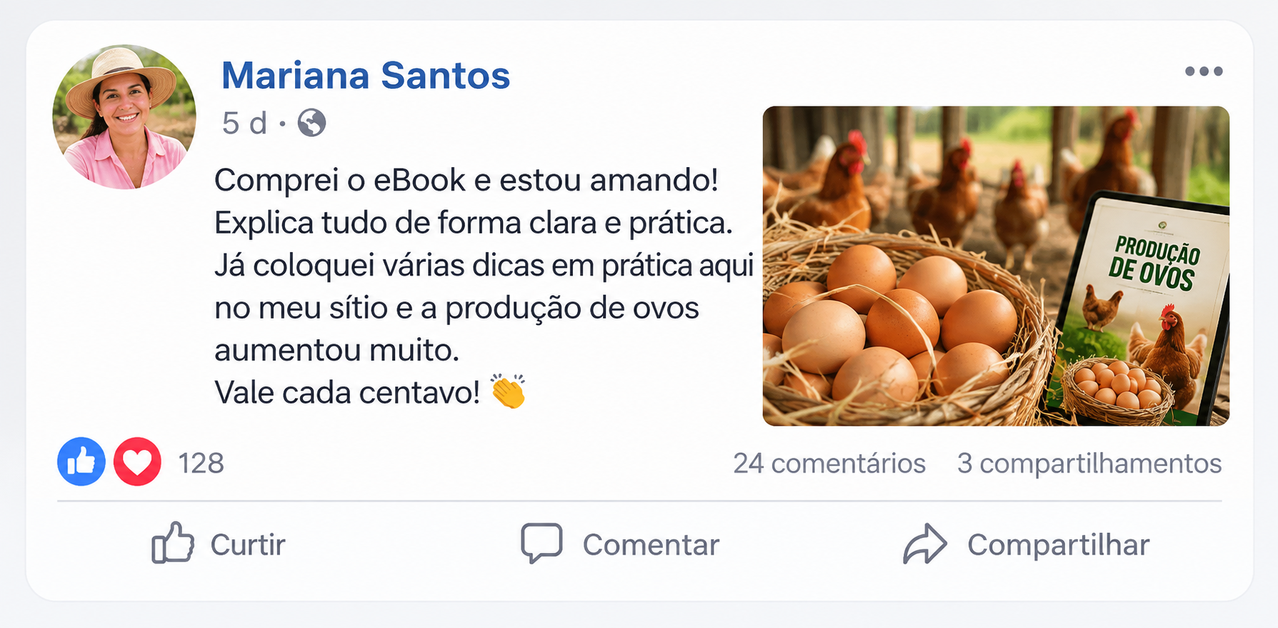 Foto do depoimento real de uma pessoa que utiliza o Método Ovos de Ouro