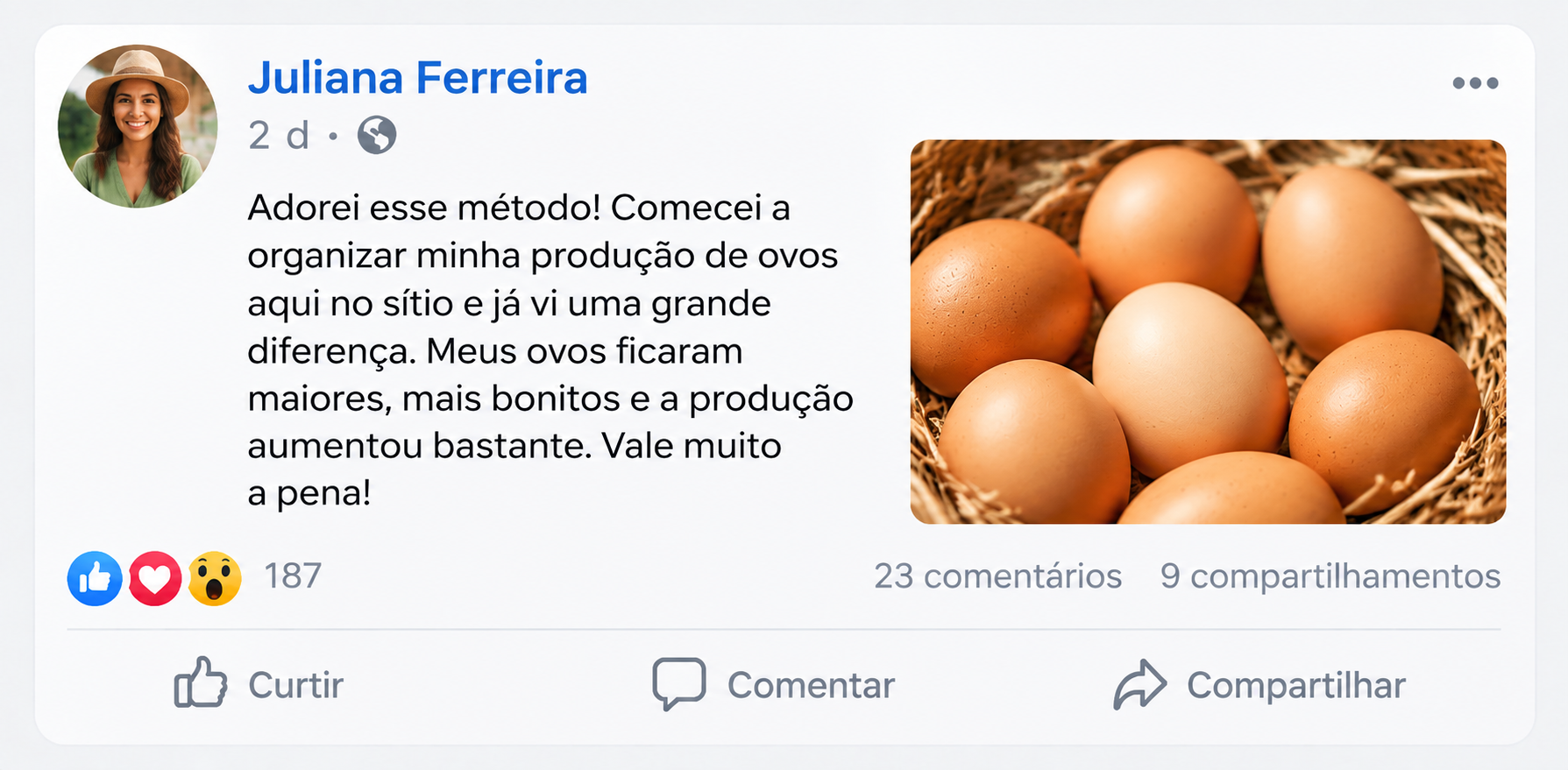 Foto do depoimento real de uma pessoa que utiliza o Método Ovos de Ouro