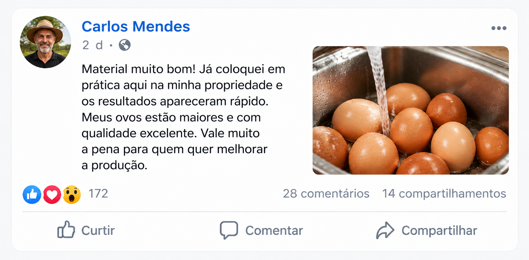 Foto do depoimento real de uma pessoa que utiliza o Método Ovos de Ouro