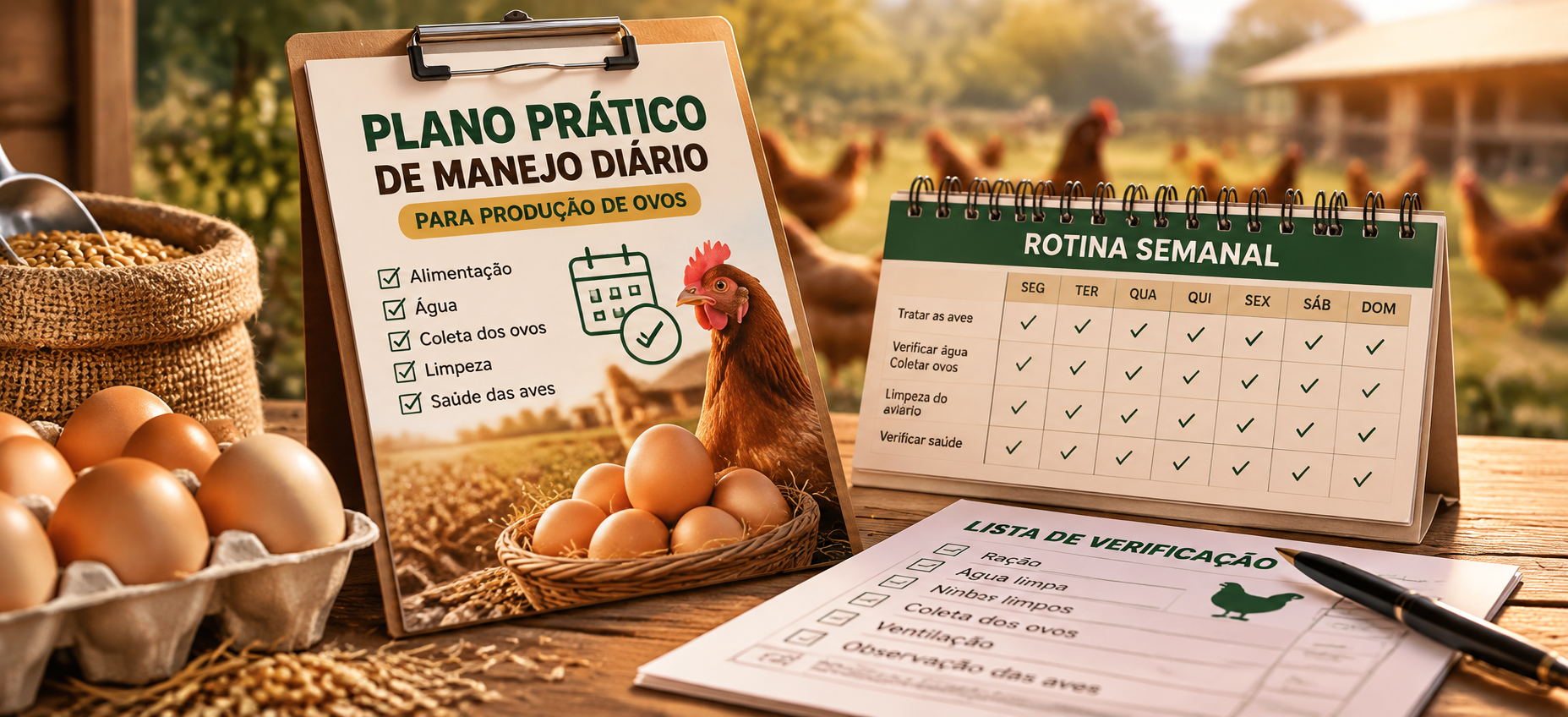 Capa do bônus 1 com gráfico de suporte prático para manejo de criação, em cenário rural acolhedor e com visual organizado e motivador
